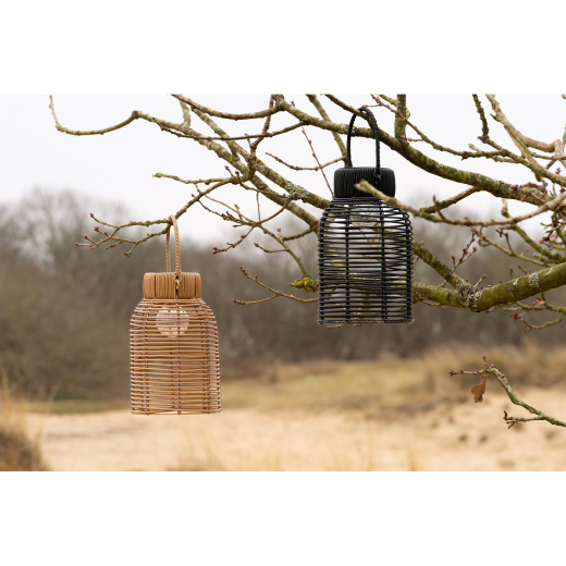 Solar Lantaarn Rotan Zwart