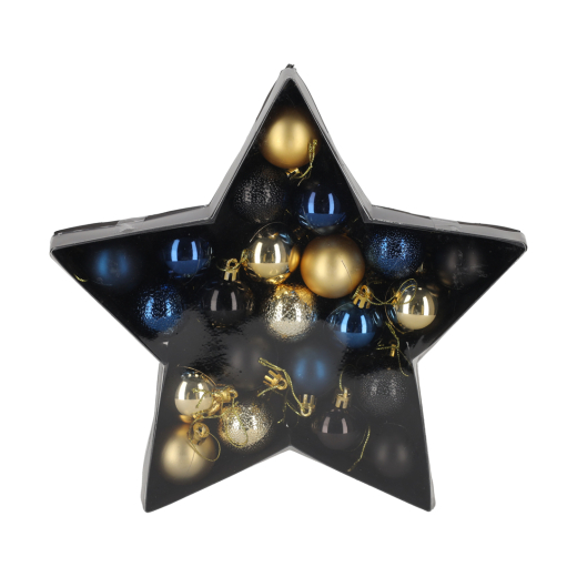 Kerstballen Blauw/Goud 22 stuks