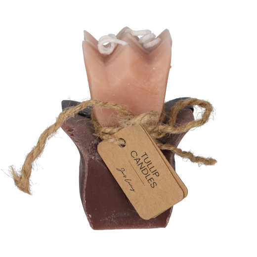 Tulp Kaarsen Taupe/Zwart set van 2