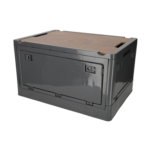 Krat met houten deksel Antraciet