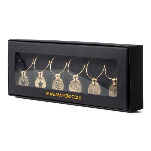 Glasmarkers Goud set van 6