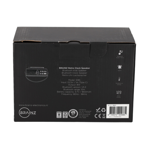 Retro Clock Speaker Zwart