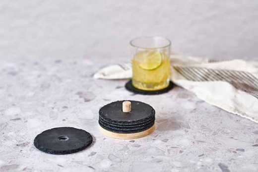 Glasonderzetter Leisteen set van 6