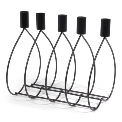 Metalen Diner Kandelaar (5 cups) Zwart