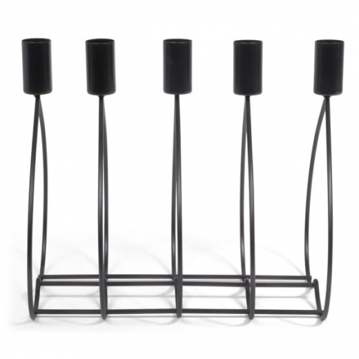 Metalen Diner Kandelaar (5 cups) Zwart