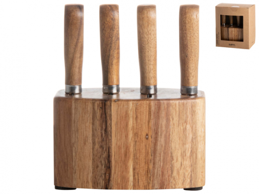 Set van 4 kaasmesjes met houder