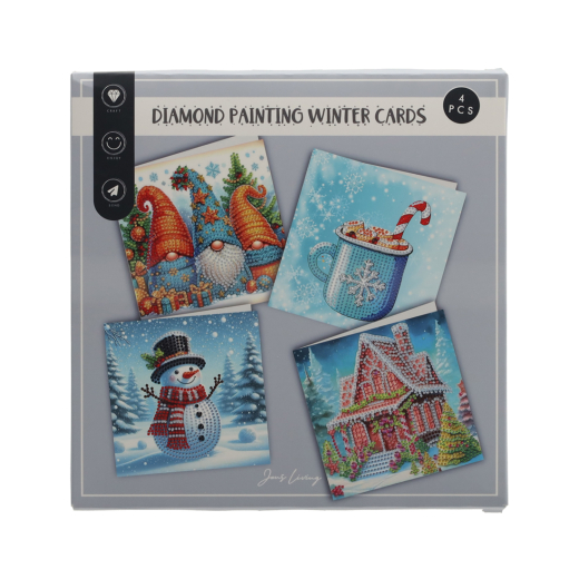 Diamond Painting Winterkaarten set van 4