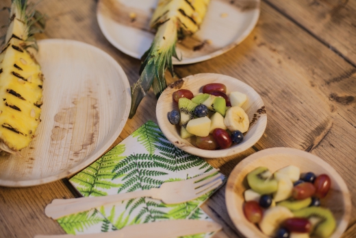 Eenmalig palmblad bord set/8 L