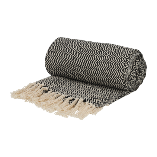 Recycled Cotton Plaid Visgraat Zwart