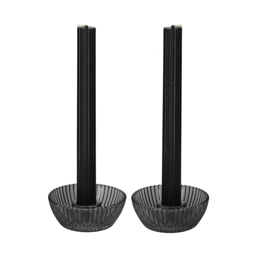 Giftset Kandelaar en Kaars Zwart set van 2