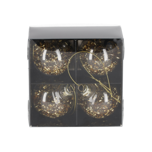 Glitter Kerstballen Goud set van 4