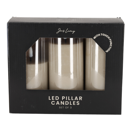 LED Stompkaarsen Steengrijs /3