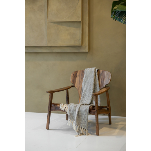 Recycled Cotton Plaid Visgraat Grijs