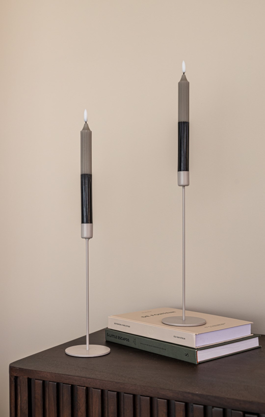LED Dinerkaars Ribbel Grijs/Zwart set van 2