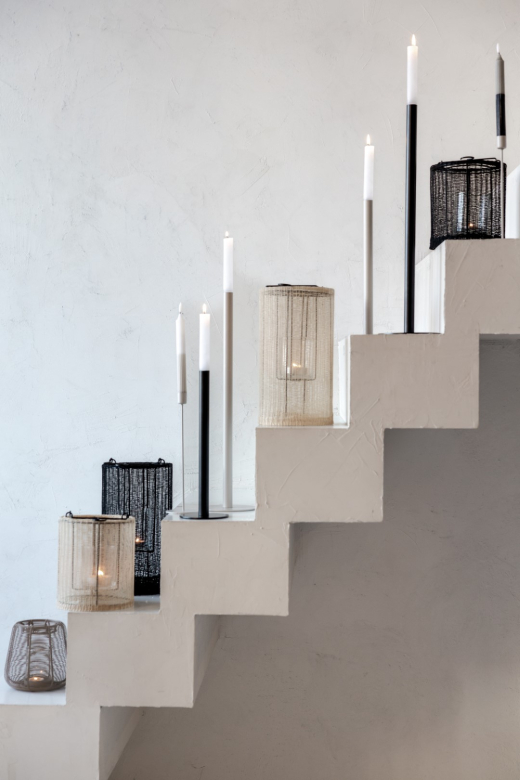 LED Dinerkaars Ribbel Grijs/Zwart set van 2