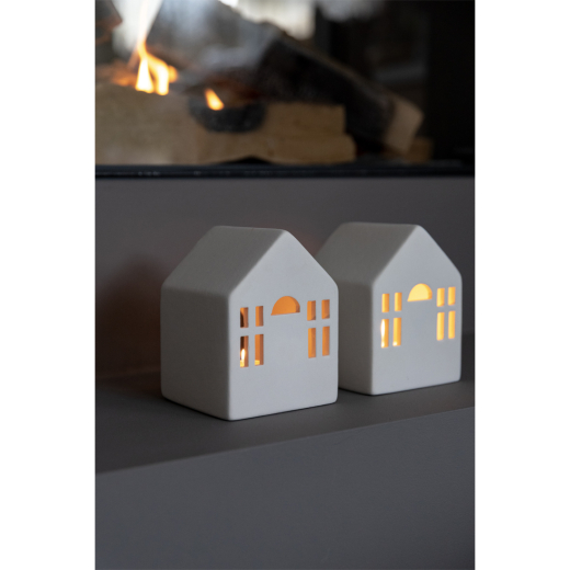 Theelichthouder Huis Wit