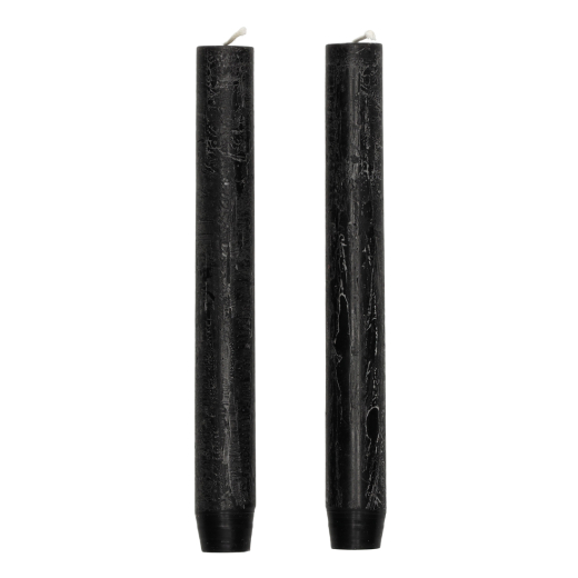 Rustieke Dinerkaarsen Zwart set van 2