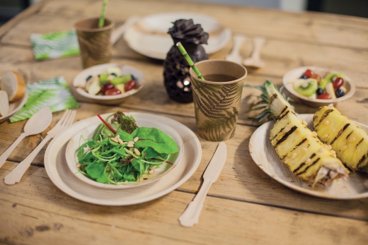 Eenmalig palmblad bord set/8 L