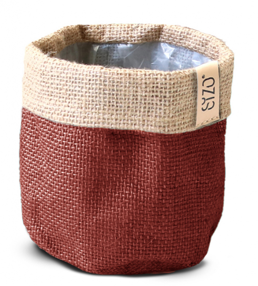 Sizo bag jute warm red Ø11 / H11 cm