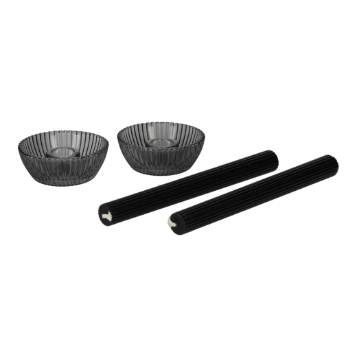 Giftset Kandelaar en Kaars Zwart set van 2