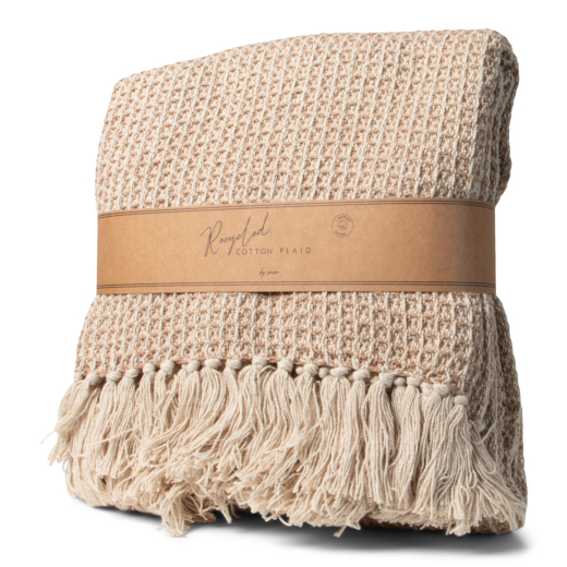 Recycled Cotton Plaid Wafel Beige