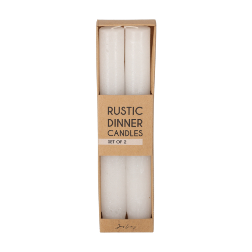 Rustieke Dinerkaarsen Wit set van 2