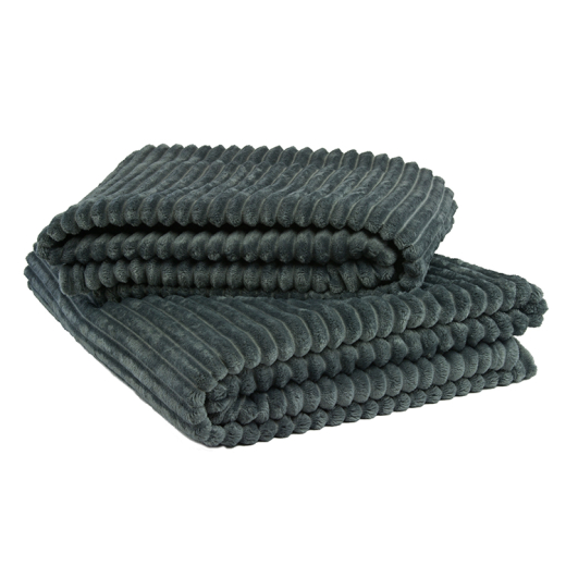 Fleeceplaid Rib Donkergrijs