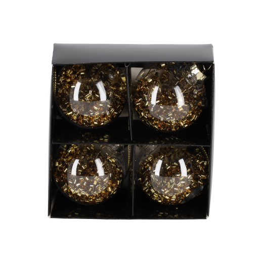 Glitter Kerstballen Goud set van 4