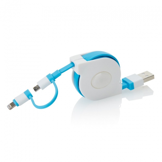 Retractable 2 in 1 cable, blue