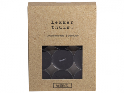 Theelichten S/12 Zwart
