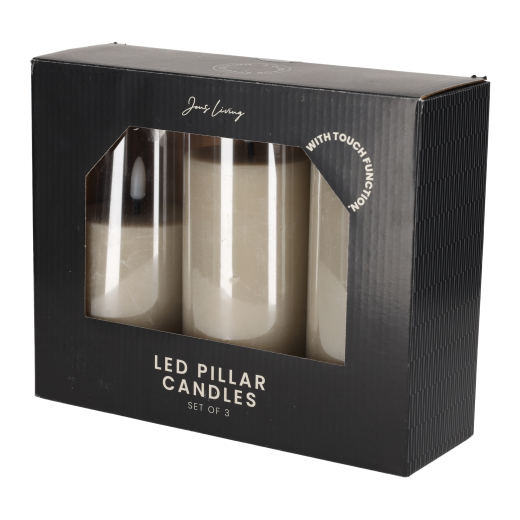 LED Stompkaarsen Steengrijs /3
