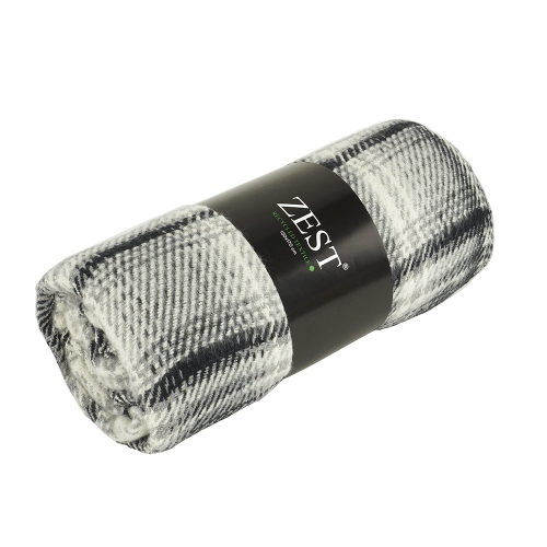 Plaid RECYCLED 130*170 ruit Zwart