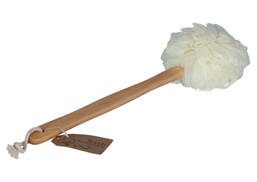 Puff spons met houten handvat ivoor 36 cm