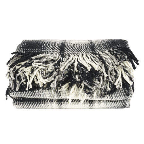 Plaid RECYCLED 130*170 ruit Zwart