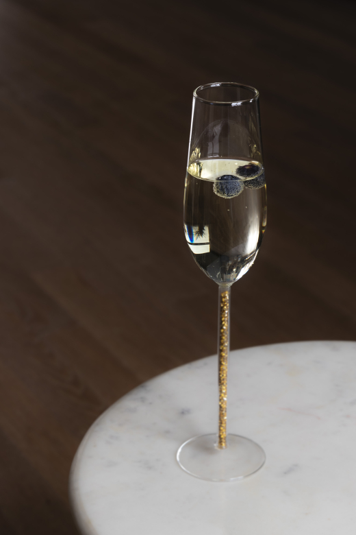 Champagne glas glitter goud set van 2