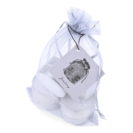 Theelichten 4u in Organza Zak grijs