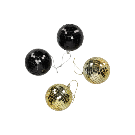 Discoballen Zwart Goud set van 4