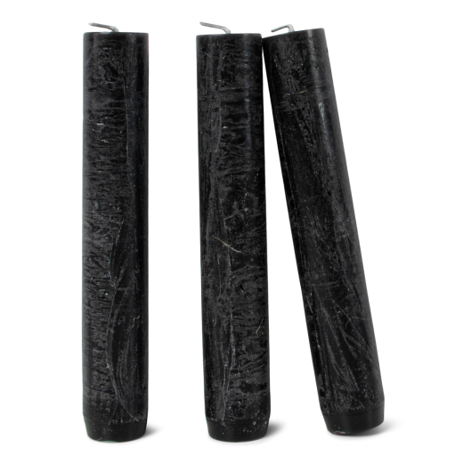 Rustieke Dinerkaarsen Zwart set van 3