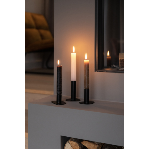 Rustieke Dinerkaarsen Zwart set van 3