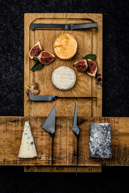 Set van 6 kaas- en botermessen, kleur zwart