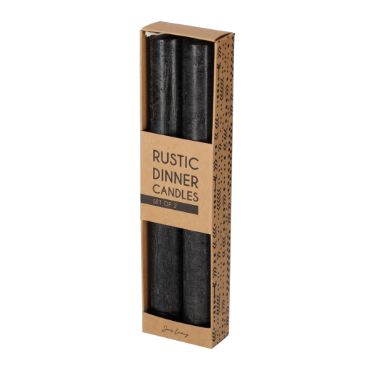 Rustieke Dinerkaarsen Zwart set van 2