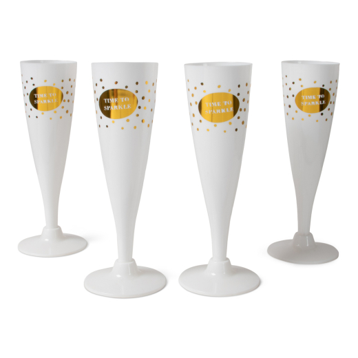 Champagne Glazen Wit/Goud set van 4