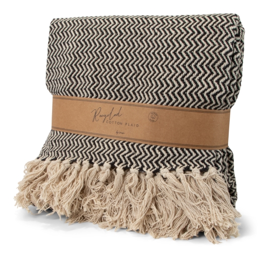 Recycled Cotton Plaid Visgraat Zwart