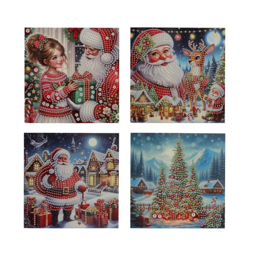 Diamond Painting Kerstkaarten set van 4