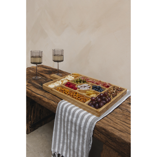 Hamamdoek Strepen Taupe 180x90