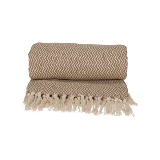 Recycled Cotton Plaid Visgraat Beige