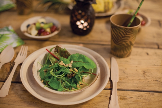 Eenmalig palmblad bord set/8 L