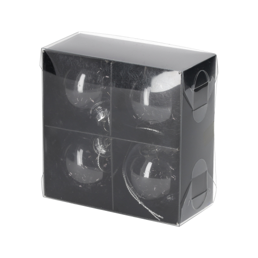 Glitter Kerstballen Zwart set vam 4