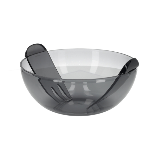 Acryl Saladeschaal Met Bestek Smoke