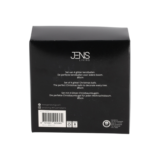 Glitter Kerstballen Goud set van 4